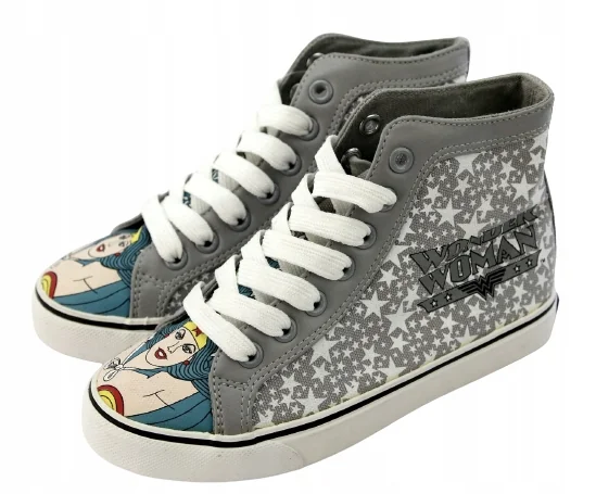 Trampki wysokie Buty dziecięce sznurowane Wonder Woman r. 31 Logo Szare