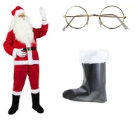 Stroje karnawałowe - Zestaw Strój Mikołaja Okulary Nakładki 3el MK093 - miniaturka - grafika 1