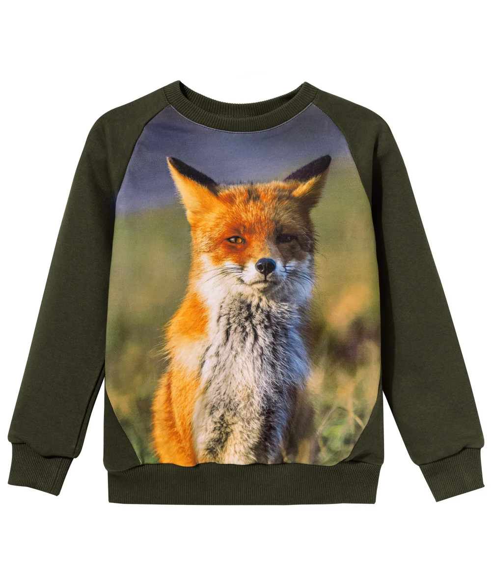 BLUZA DZIECIĘCA WADERA ZIELONA Z LISEM -146/152