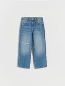 Spodnie i spodenki dla dziewczynek - Reserved - Jeansy wide leg z rozdarciami - niebieski - miniaturka - grafika 1