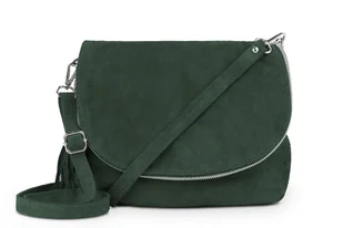 Torebka Skórzana Vera Pelle Bisaccia Zamsz Butelkowa - Torebki damskie - miniaturka - grafika 1