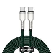 Ładowarki do telefonów - Baseus przewód ładujący/do transmisji danych Cafule Series USB C M na USB C M z metalowymi zakończeniami 100W 2 m CATJK D06 zielony - miniaturka - grafika 1
