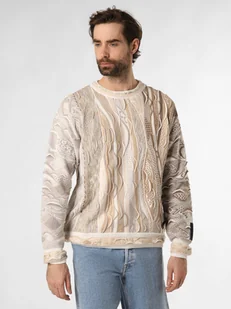 Carlo Colucci Męski sweter Mężczyźni Bawełna beżowy wzorzysty, XXL - Swetry męskie - miniaturka - grafika 1