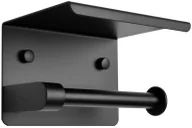Stojaki i wieszaki na papier toaletowy - Czarny loftowy uchwyt na papier toaletowy z półką P5-M55 - miniaturka - grafika 1