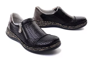 RIEKER 46353-00 black, półbuty damskie - Rieker - Półbuty damskie - miniaturka - grafika 1