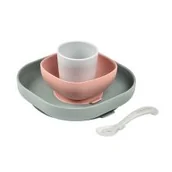 Zestawy naczyń dla dzieci - Beaba Komplet naczyń z silikonu z przyssawką eucalyptus solution-bc-7192-0 - miniaturka - grafika 1