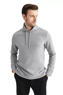 Swetry męskie - DeFacto Męski sweter z długim rękawem – okrągły dekolt bluza męska (szary melanż, XXL), szary melanż, XXL - grafika 1