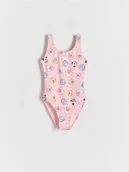 Stroje kąpielowe dla dziewczynek - Reserved - Jednoczęściowy kostium z nadrukiem - brudny róż - miniaturka - grafika 1