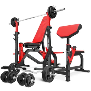 Zestaw do treningu siłowego Marbo Sport ławka regulowana i stojaki pod sztangę - Ławki treningowe - miniaturka - grafika 1