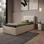 Łóżka - Łóżko tapicerowane z pojemnikiem SFG0143 90x200 Boucle Beż #3 - miniaturka - grafika 1