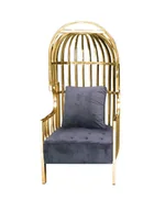 Fotele - King Home Fotel LORD złoty poduszka czarny velvet CD053.GOLD [16975946] - miniaturka - grafika 1