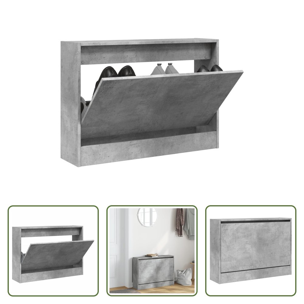 The Living Store Szafka na buty betonowa szara 80x21x57 cm materiał drewnopochodny