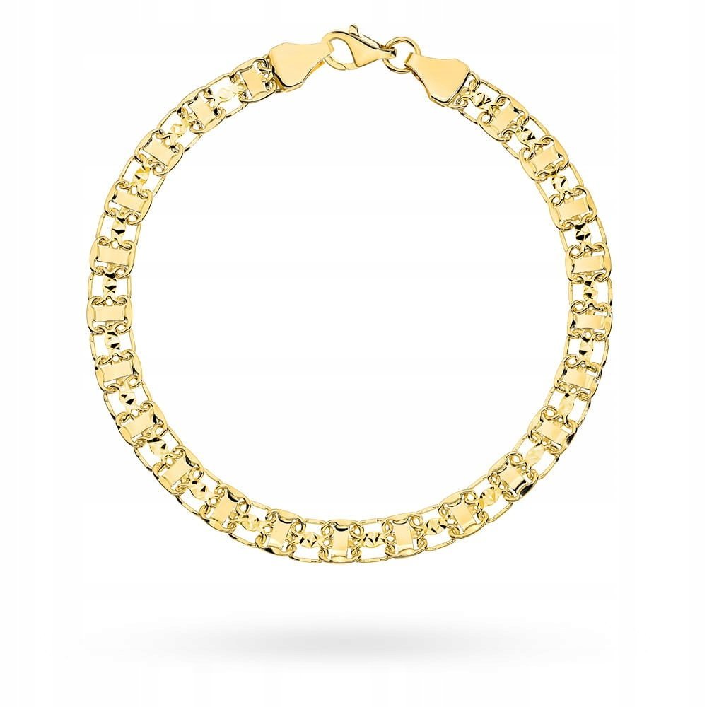 Złota bransoletka 585 Diamentowany 5mm Bismark ażurowy 17,5cm Taśma 4.75g