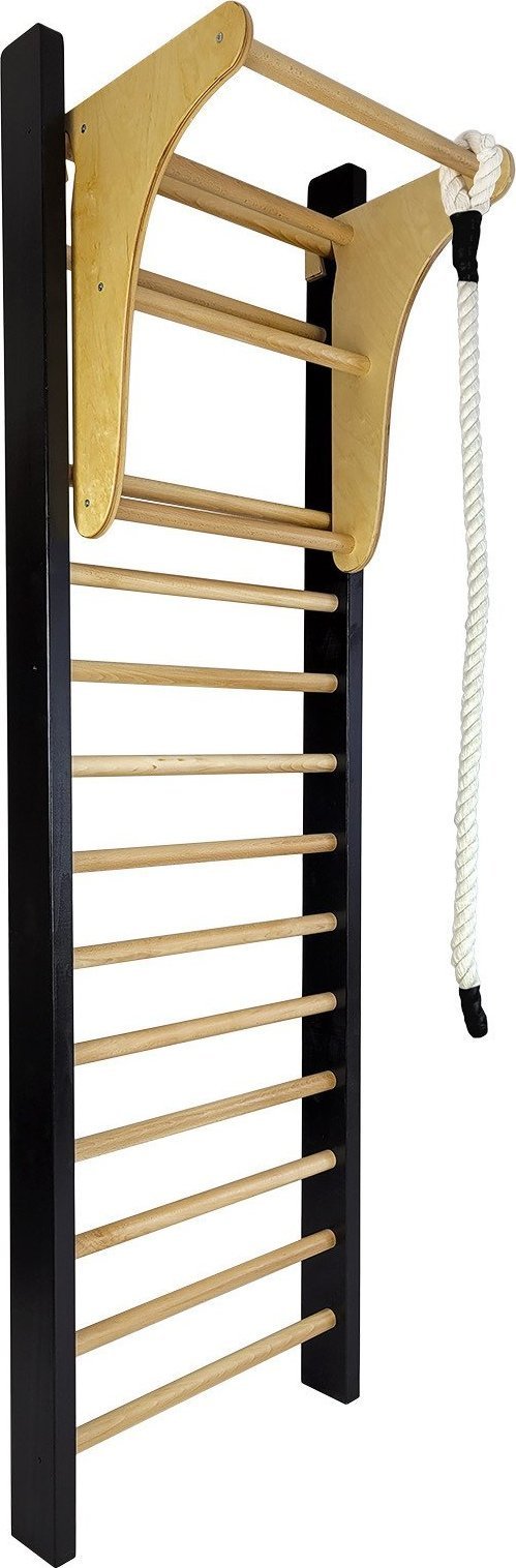 UnderFit Drabinka gimnastyczna Leon 230 x 80 cm czarna + drążek + lina