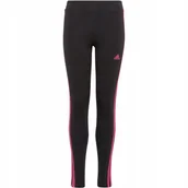 Legginsy - Legginsy dla dzieci adidas Essentials 3-Stripes Cotton Tights czarno-różowe - Adidas - miniaturka - grafika 1