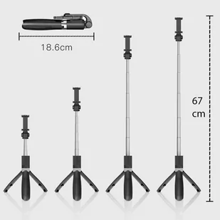 Uchwyt Selfie Stick Tripod P50 na telefon kijek do zdjęć + Pilot Bluetooth Czarny - Selfie stick - miniaturka - grafika 3