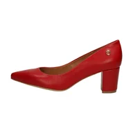 Czółenka - Czerwone POLSKIE czółenka damskie na słupku PRESTIGE 2047 SKÓRA LICO - Prestige - miniaturka - grafika 1