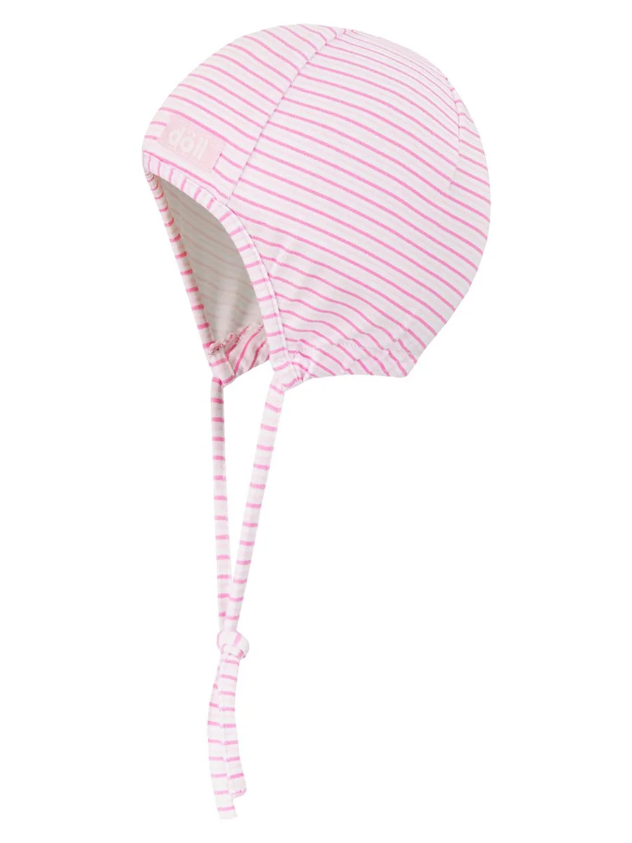 Dziewczęca czapka wiązana w różowe paski Doll r.37
