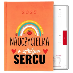 Prezent dla nauczyciela Ekskluzywny kalendarz POMARAŃCZOWY A5 2025 WZORY - Kalendarze - miniaturka - grafika 1