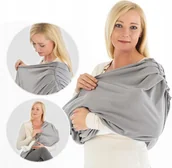 Piżamy ciążowe - Szalik Do Karmienia Dzieci Chusta Dla Mam Karmienie Dziecka W Podróży Szary - miniaturka - grafika 1