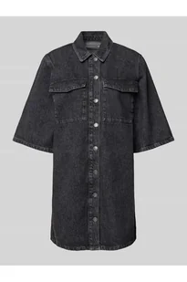 Sukienka jeansowa o długości do kolan z kieszeniami z patką na piersi model HARPER - Selected Femme - Sukienki - miniaturka - grafika 1