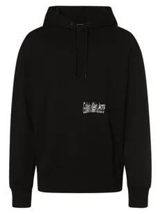 Calvin Klein Jeans Męska bluza z kapturem Mężczyźni Bawełna czarny nadruk, S - Bluzy męskie - miniaturka - grafika 1