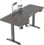 Biurka gamingowe - Biurko z regulacją wysokości Oxnard 160 x 75 cm Biurko elektryczne z funkcją pamięci Waga do 80 kg Biurko komputerowe z uchwytem na kubek Haczyk na słuchawki Aluminiowa rama Orzechowy wygląd - miniaturka - grafika 1