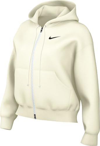 Nike Sportswear Phoenix HJ0995-133, damska bluza z kapturem z zamkiem błyskawicznym na całej długości, Sail/Black, HJ0995-133, L