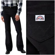 Spodnie damskie - Wrangler FLARE Black czarne damskie spodnie sztruksy dzwony W27 L30 - miniaturka - grafika 1