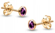 Kolczyki - ZŁOTE KOLCZYKI NA SZTYFT FIOLETOWE 585 - miniaturka - grafika 1