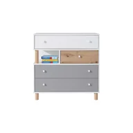 Komody - Komoda FR11 Faro Meblar Biały Lux, Dąb Artisan, Szary - miniaturka - grafika 1