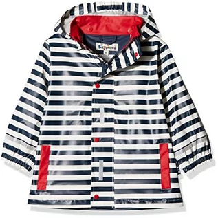Płaszcze damskie - Playshoes Dziecięca kurtka przeciwdeszczowa z odpinanym kapturem, uroczy płaszcz przeciwdeszczowy dla dziewcząt, z wzorem truskawki niebieski niebieski (Marine/biały 171) 104 408540-171 - grafika 1