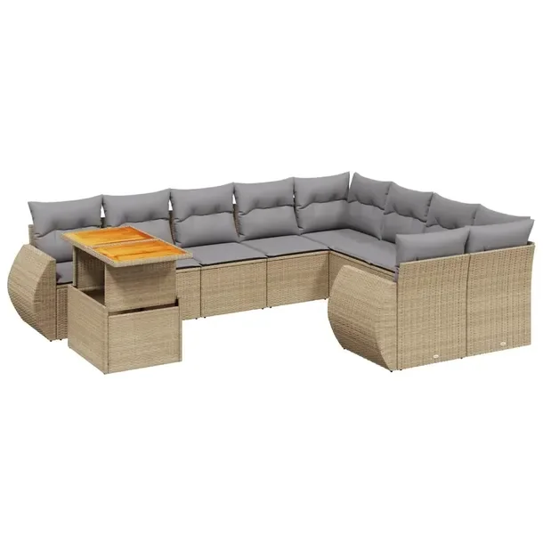 Zestaw mebli ogrodowych modułowych beżowy rattan PE 62 x 62 x 69 cm