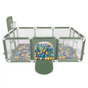 Selonis Boisko BO-100X z piłeczkami 6cm zielony: turkus-niebieski-żółty-transparent 180x122x62/200piłek Zabawka kojec - Łóżeczka i kojce - miniaturka - grafika 1