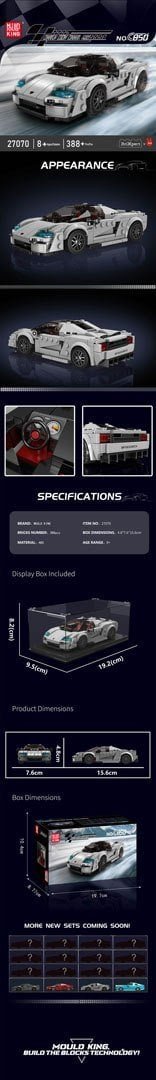 Zestaw Klocków Pojazd Sportowe Srebrne 388el. EDUKAMP