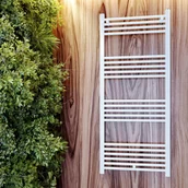 Grzejniki łazienkowe - GRZEJNIK ŁAZIENKOWY 60/140 cm BIAŁY KALORYFER DRABINKOWY NOWOCZESNY PUERTO - miniaturka - grafika 1