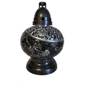 Lampiony i znicze - Znicz witraż Mini Waza SZKM14 29 cm czarno-srebrny Ilumini - miniaturka - grafika 1