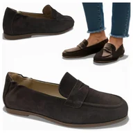 Mokasyny damskie - Mokasyny Damskie SKÓRZANE Wsuwane Półbuty Czekoladowe Eleganckie Vinceza 39 - miniaturka - grafika 1