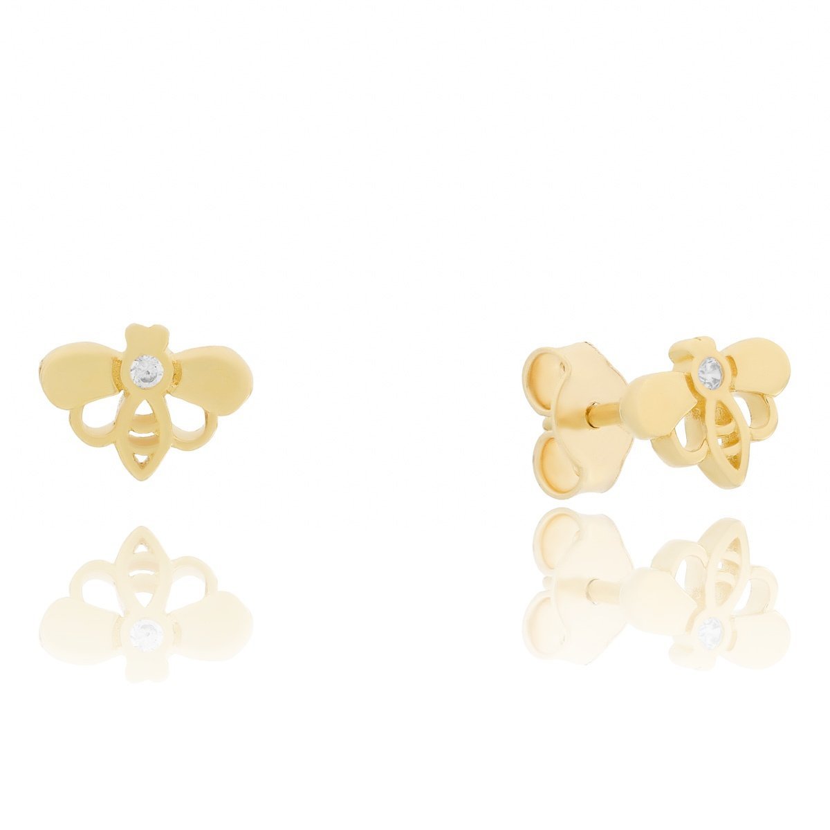 Złote kolczyki małe pszczółki na sztyfcie pr.333