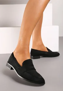 Czarne Mokasyny Loafersy o Klasycznym Fasonie na Płaskiej Podeszwie Dailara - Mokasyny damskie - miniaturka - grafika 1