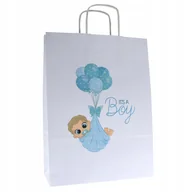 Akcesoria do pakowania - Torebka papierowa z nadrukiem It's a boy na baby shower torebka A4 24x10x32 - miniaturka - grafika 1
