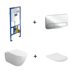 Villeroy & Boch Subway 2.0 Combi-Pack Toaleta WC podwieszana 56,5x37,5 cm z deską sedesową wolnoopadającą i matą biała Weiss Alpin + stelaż + przycisk ViConnect chrom 5614R201 + 92246100 + 92249061 + LEMATA - odbiór osobisty: Kraków, Warszawa, 29-Innych-Miast - Miski WC - miniaturka - grafika 1