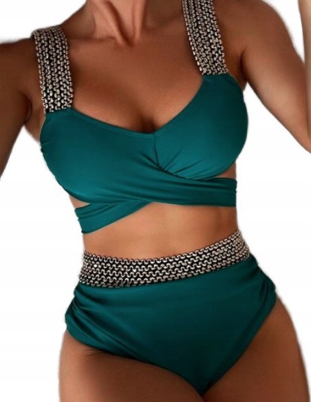 Dwuczęściowy Strój Kąpielowy Wysoki Stan Bikini M