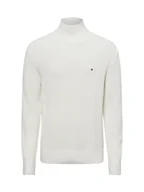 Swetry męskie - Tommy Hilfiger Męski sweter z dzianiny Mężczyźni Bawełna biały jednolity, M - miniaturka - grafika 1