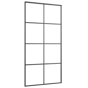 Drzwi przesuwne, czarne, 102,5x205 cm, szkło ESG i aluminium - Drzwi wewnętrzne - miniaturka - grafika 4