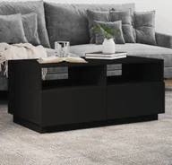 Ławy i stoliki kawowe - Stolik kawowy z oświetleniem LED czarny 90x49x40 cm - miniaturka - grafika 1