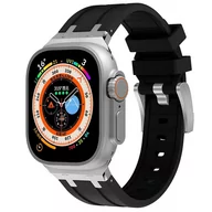 Akcesoria do smartwatchy - Pasek AP Rubber Band + Steel do Apple Watch 1/2/3/4/5/6/7/8/SE/Ultra/Ultra 2 42/44/45/49mm (Black/Silver) - miniaturka - grafika 1