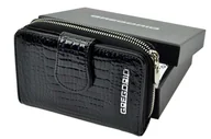 Portfele - Portfel Damski Skóra Naturalna GREGORIO Średni Z Suwakiem Piórnik Lakierowany GF-115 CZARNY RFID 12,5 x 8,5 x 3 [cm] - miniaturka - grafika 1