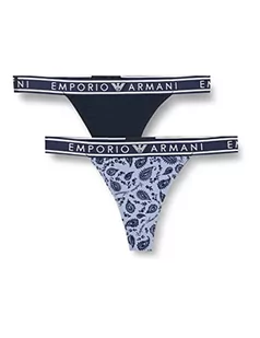 Emporio Armani bawełniane nadrukowane dla kobiet stringi Panties, Granatowy/Paisley Pr., S - Majtki damskie - miniaturka - grafika 1