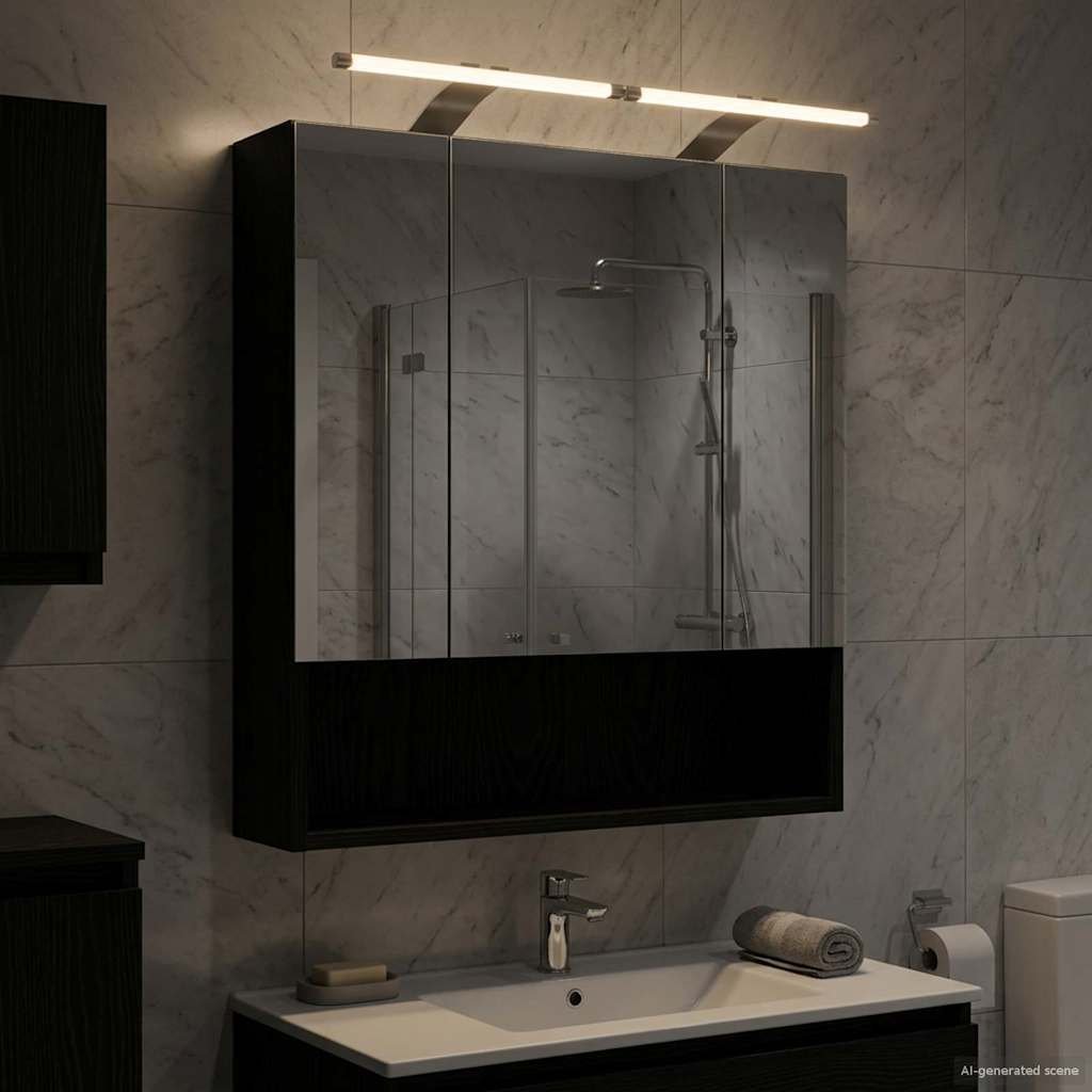 vidaXL vidaXL Szafka z lustrem do łazienki Czarny Dąb 60 x 14.5 x 70 cm